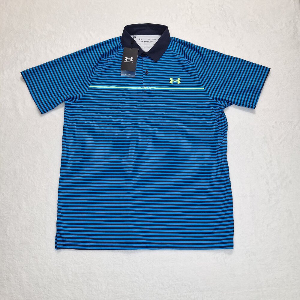 Under Armour Blue & Black Striped Polo Shirt